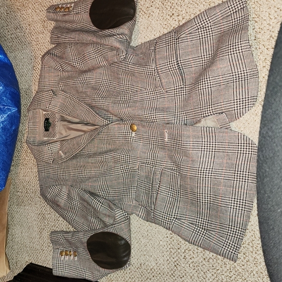 JCREW WOOL BLEND CHECK PRINT LINED LEATHER ELBOW NWOT BLAZER SIZE 6